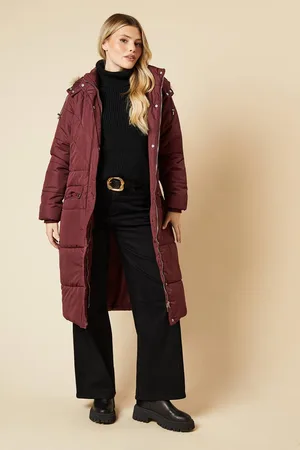 Dorothy Perkins Womens Midi Luxe Quilted Padded Puffer Belted Coat