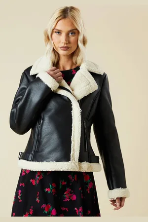 Dorothy Perkins Womens Faux Leather Short Aviator Jacket