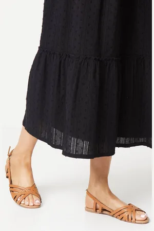 Dorothy Perkins Womens Fiona Faux Leather Lattice Peep Toe Slingback Flat Sandals