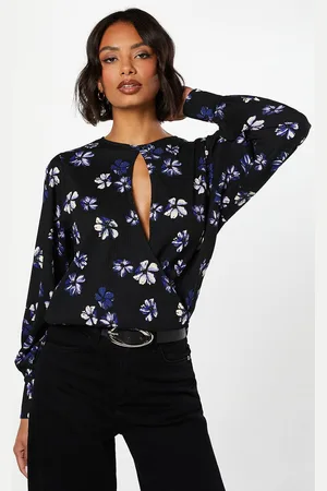 Dorothy Perkins Womens Purple Keyhole Long Sleeve Wrap Top