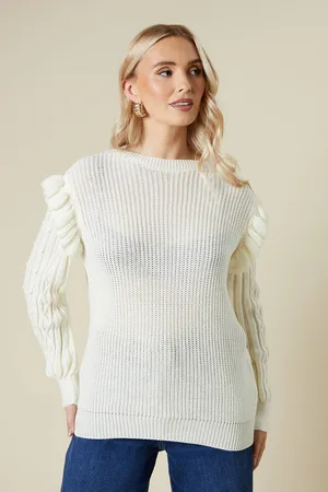 Dorothy Perkins Womens Frill Shoulder Embellished Sleeve Crew Neck Jumper
