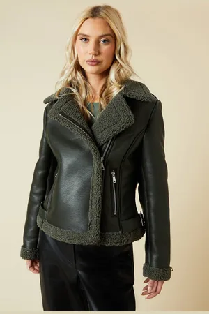 Dorothy Perkins Womens Faux Leather Short Aviator Jacket