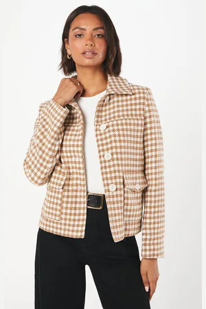 Dorothy Perkins Womens Dogtooth Wool Short Coat