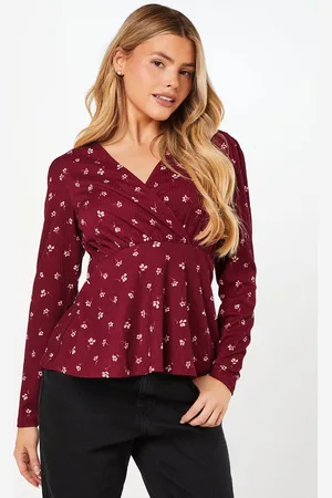Dorothy Perkins Womens Ditsy Wrap Long Sleeve Top