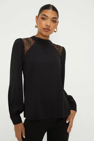 Dorothy Perkins Womens Lace Shoulder Long Sleeve Blouse