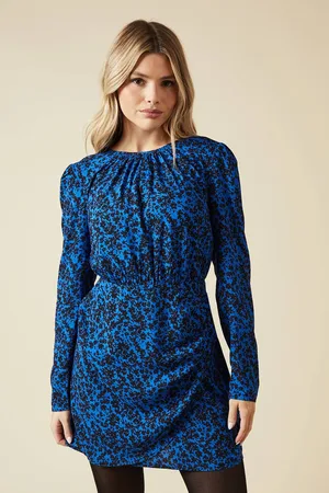 Dorothy Perkins Womens Ditsy Wrap Skirt Long Sleeve Mini Dress