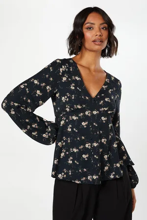 Dorothy Perkins Womens Ditsy Long Sleeve Button Front Tea Blouse