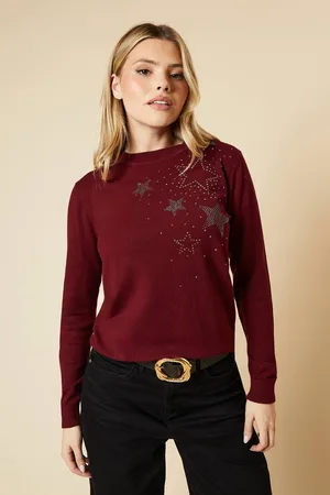 Dorothy Perkins Womens Sparkle Star Shoulder Christmas Jumper