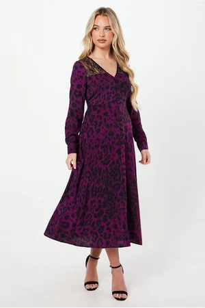 Dorothy Perkins Womens Petite Animal Lace Yoke Shirt Dress