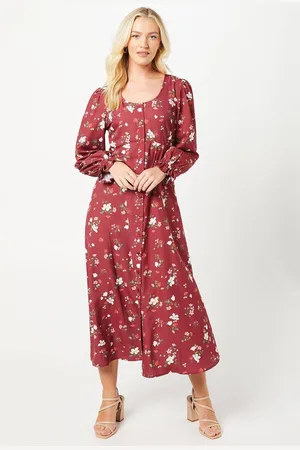 Dorothy Perkins Womens Floral Scoop Neck Shirt Dress