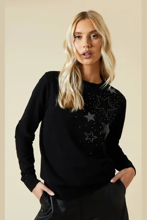 Dorothy Perkins Womens Sparkle Star Shoulder Christmas Jumper