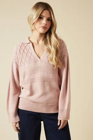 Dorothy Perkins Womens Cable Yoke Collared Jumper