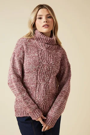 Dorothy Perkins Womens Marled Cable Front Crew Neck Jumper