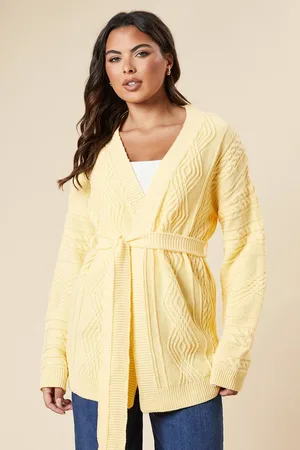Dorothy Perkins Womens Cable Knit Belted Edge To Edge Cardigan