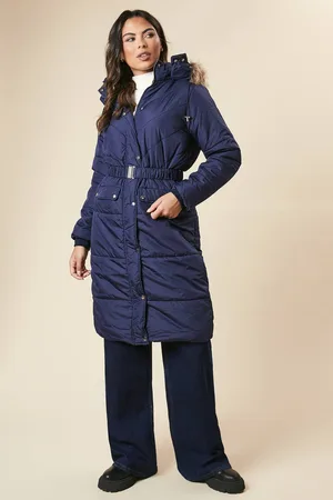 Dorothy Perkins Womens Midi Luxe Padded Belted Coat