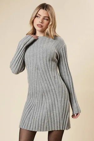 Dorothy Perkins Womens Ribbed Jumper Mini Dress
