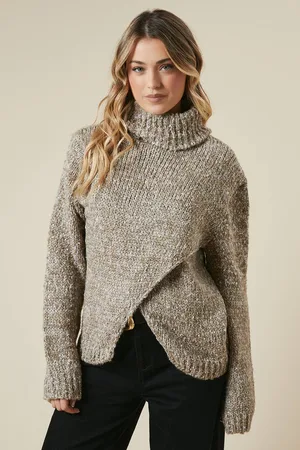 Dorothy Perkins Womens Wrap Front Roll Neck Jumper