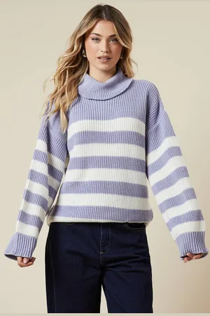 Dorothy Perkins Womens Striped High Neck Oversized Jumper