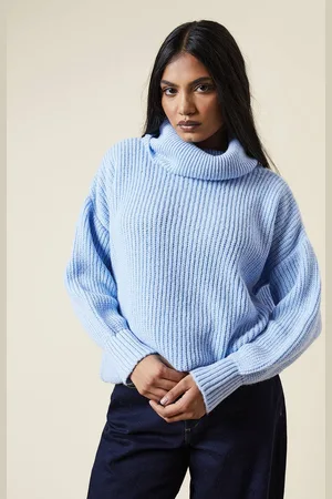 Dorothy Perkins Womens Petite Longline Roll Neck Chunky Jumper