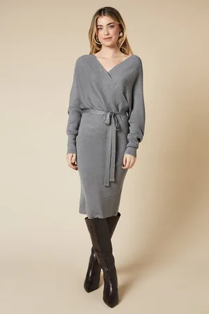 Dorothy Perkins Womens Belted Wrap Jumper Dress