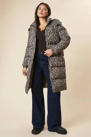 Dorothy Perkins Womens Leopard Print Longline Padded Coat