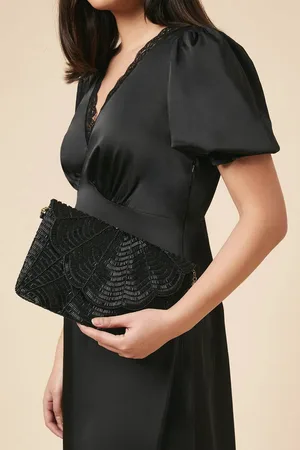 Dorothy Perkins Womens Beaded Scallop Clutch With Detachable Strap
