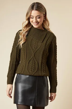 Dorothy Perkins Womens Cable Knit Split Neck Jumper