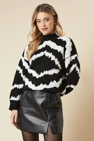 Dorothy Perkins Womens Abstract Jacqaurd Detail Crew Neck Jumper