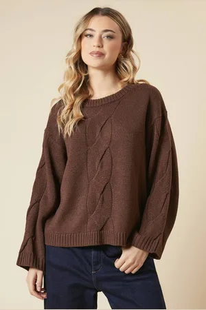 Dorothy Perkins Womens Centre Front Cable Design Crew Neck Jumper