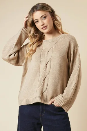 Dorothy Perkins Womens Centre Front Cable Design Crew Neck Jumper