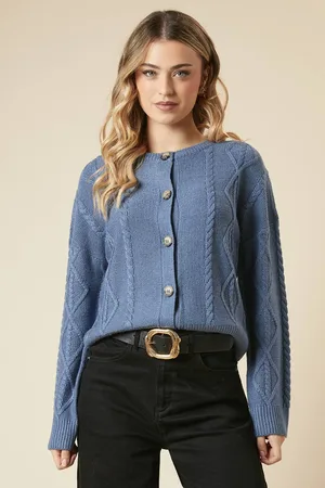 Dorothy Perkins Womens Cable Front Button Down Cardigan