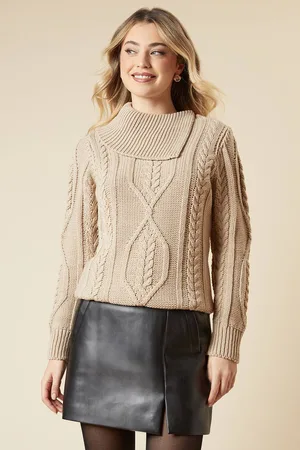 Dorothy Perkins Womens Cable Knit Split Neck Jumper