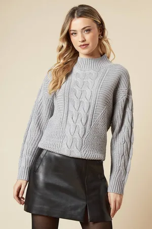 Dorothy Perkins Womens Cable Knit Ribbed Neck Jumper