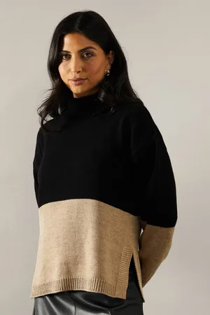 Dorothy Perkins Womens Colour Block High Neck Jumper