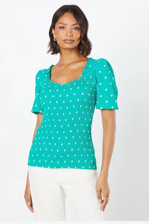 Dorothy Perkins Womens Shirred Body Puff Sleeve Top
