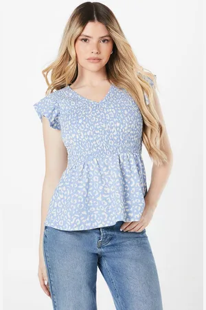 Dorothy Perkins Womens Shirred Body Frill Sleeve Top