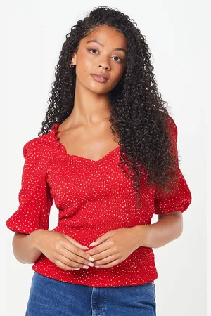 Dorothy Perkins Womens Tall Shirred Body Puff Sleeve Top