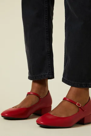 Dorothy Perkins Womens Perla Faux Patent Leather Mary Jane Low Block Heel Court Shoes