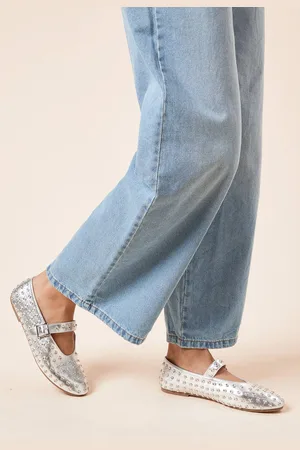 Faith Womens : Peighton Diamante Studded Round Toe Mary Jane Ballet Pumps