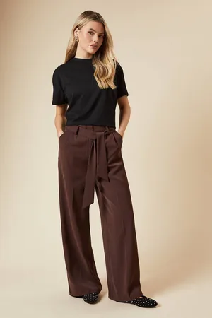 Dorothy Perkins Womens Paperbag Belted Wide Leg Trouser