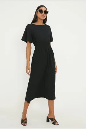 Dorothy Perkins Womens Shirred Waist Short Sleeve Midi Dress