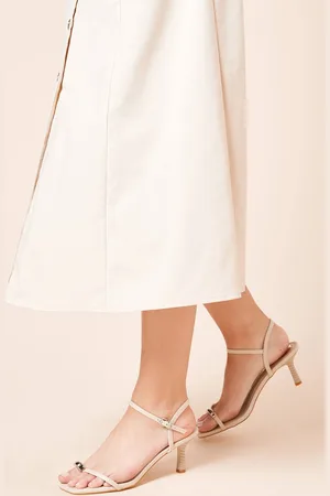 Faith Womens : Altheira Faux Leather Metal Toe Loop Detail Kitten Heel Sandals