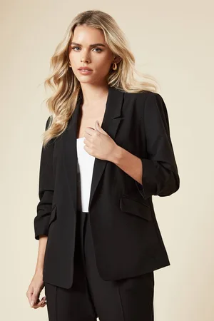 Dorothy Perkins Womens Petite Ruched Sleeve Blazer