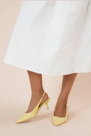Dorothy Perkins Womens Luneth Faux Patent Leather Kitten Heel Slingback Court Shoes