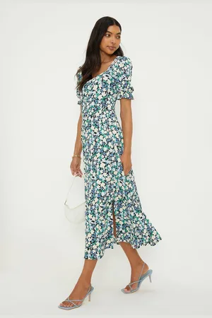 Dorothy Perkins Womens Floral Sweetheart Neckline Midi Dress