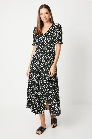 Dorothy Perkins Womens Daisy V Neck Short Sleeve Midi Dress