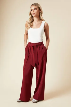 Dorothy Perkins Womens Petite Paperbag Belted Wide Leg Trouser