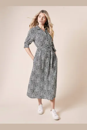 Dorothy Perkins Womens Mono Print Midi Shirt Dress