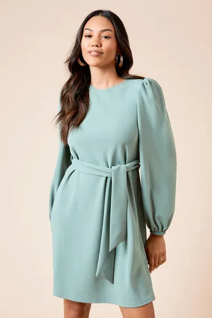 Dorothy Perkins Womens Belted Scuba Shift Mini Dress