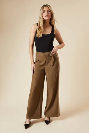Dorothy Perkins Womens Belt Detail Side Stripe Wide Leg Trouser
